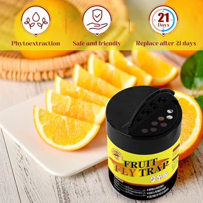 Glovv 2 Pack Fruit Fly Trap for Indoor & Kitchen Use, Reusable Gnat Trap & Fly Catcher with Plant Based Bait, Fruit Fly Killer for House, Fies Liquid Attractant