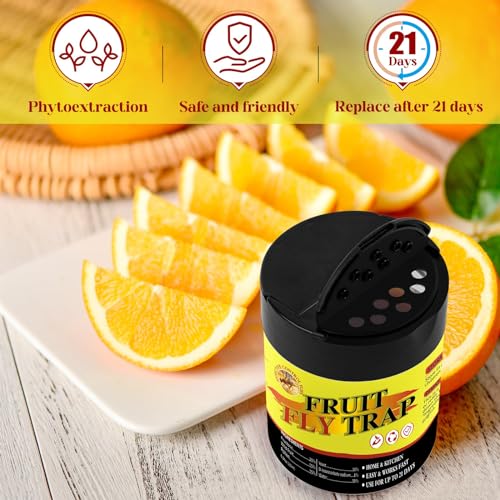 Glovv 2 Pack Fruit Fly Trap for Indoor & Kitchen Use, Reusable Gnat Trap & Fly Catcher with Plant Based Bait, Fruit Fly Killer for House, Fies Liquid Attractant