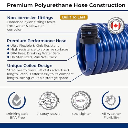 SpringHose Boat Washdown Hose with Nozzle, 3/8-in x 50-ft, Blue - color: Blue with Nozzle, size: 50-Foot