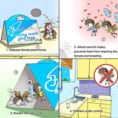 Faicuk Pantry Moth Traps with Pheromone Attractant, 8 Pack