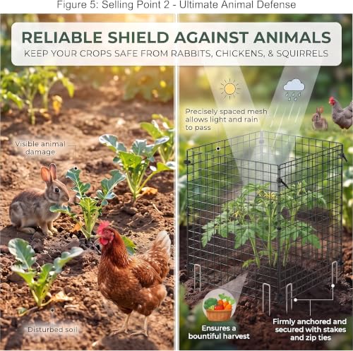 15 Pack Plant Protectors from Animals, 14x14 Plant Cages for Outdoor Plants