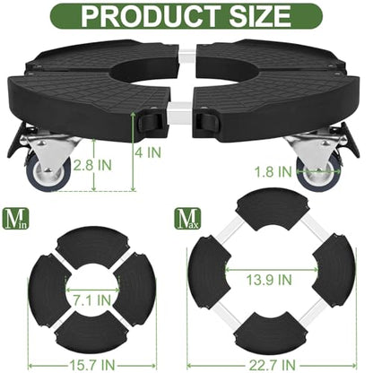 Plant Caddy Stand with 360° Wheels Adjustable 15-22 Inch Rolling Plant Stand Heavy Duty Large Plant Cart Dolly with Casters 440lbs Capacity for Large Planter, Garden Pot, Flower Pot, Black, 1 Pack - color: Black