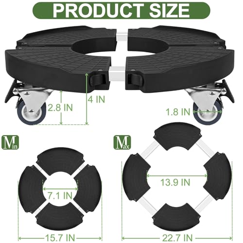 Plant Caddy Stand with 360° Wheels Adjustable 15-22 Inch Rolling Plant Stand Heavy Duty Large Plant Cart Dolly with Casters 440lbs Capacity for Large Planter, Garden Pot, Flower Pot, Black, 1 Pack - color: Black