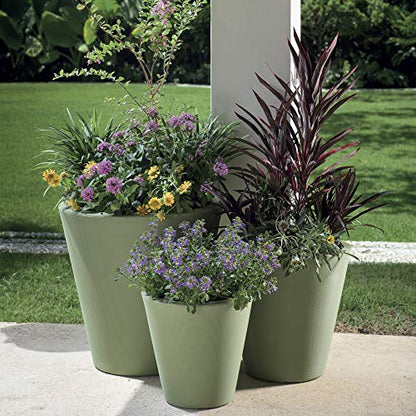 Crescent Garden Madison Planter– Weather-Resistant, Double Walled Indoor/Outdoor Plant Pot with Drain Hole – Durable All-Season Flower Container, 16" W (Mocha)
