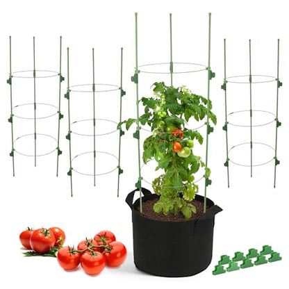 4 Pack 36 Inch Tomato Cages for Pots and Containers - size: 4 Pack