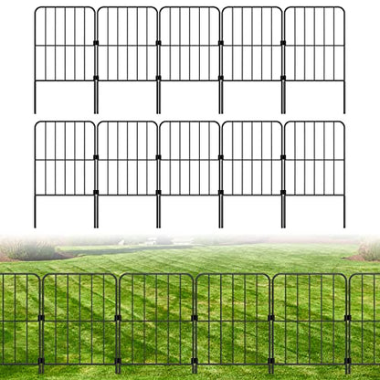 PINPON 10-Pack Square Garden Fence 24inH x 10ftL Rustproof Animal Barrier - size: 10ft-10pack