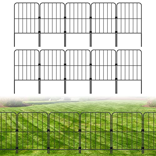 PINPON 10-Pack Square Garden Fence 24inH x 10ftL Rustproof Animal Barrier - size: 10ft-10pack