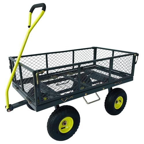 Yard Tuff 3-in-1 Dual Side Dump Wagon with Fold-Down Sides, 20 x 38 Inch