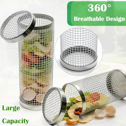 2pack Inground Worm Composting Bin Stainless Steel Worm Farm Composter with Holes and Lid for Recycling Kitchen Food Waste to Raised Garden Beds
