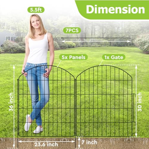 Garden Fencing, Outdoor Dog Fence with Gate, 12Pcs, 30in (H) x 23.6ft (L) - size: 12 Panels 23.6ft (L)-30''(H)-With Gate