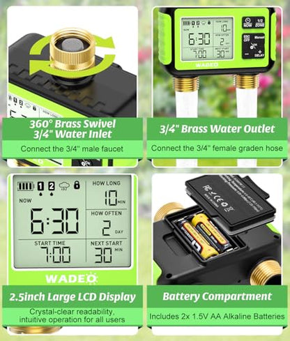 Brass 2 Zone Water Hose Timer, Waterproof Programmable Sprinkler Timer
