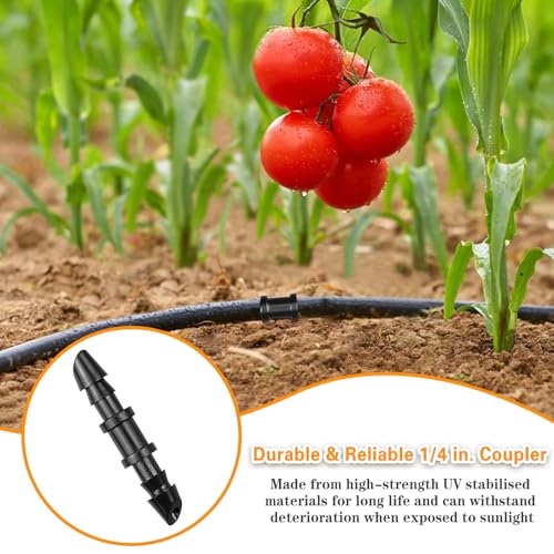 120 Pcs Drip Irrigation 1/4" Barbed Coupling Fittings, Drip System Parts Double Barbed Coupler Connectors Fits 1/4-Inch Drip Tubing Irrigation for Drip Line Sprinkler Systems Connection - size: 1/4" Coupler-120P