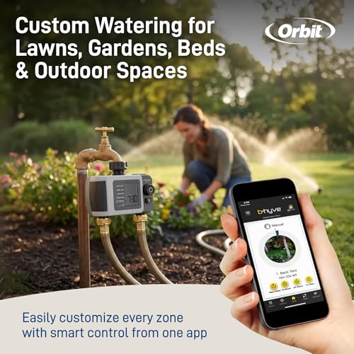 Orbit B-hyve XD 2-Port Smart Hose Watering Timer - Features Dual Outlet Irrigation Control - App Controlled Watering Timer with Bluetooth - Weatherproof Battery Powered - 24632 - size: 2-Port, style: Bluetooth