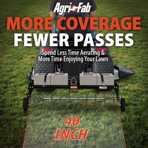 Agri-Fab 45-0544 40 inch Tow Behind Spike Aerator for Aerating Lawns; 10 Galvanized Steel Spike Disks, Universal Hitch, Black