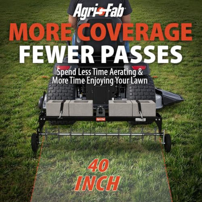 Agri-Fab 45-0544 40 inch Tow Behind Spike Aerator for Aerating Lawns; 10 Galvanized Steel Spike Disks, Universal Hitch, Black