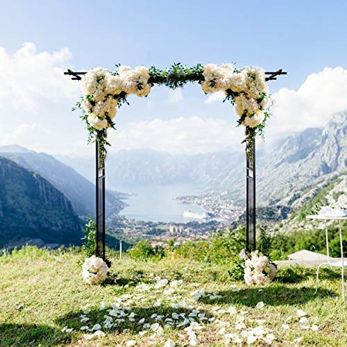 Tangkula 6.7 Ft Garden Arbor, Metal Arch with Trellis for Climbing Plants Outdoor, Decoration Outdoor Garden Archway with Gate for Vines, Flowers, Wedding, Bridal Party, Ceremony