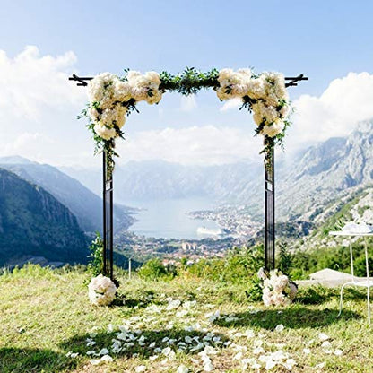 Tangkula 6.7 Ft Garden Arbor, Metal Arch with Trellis for Climbing Plants Outdoor, Decoration Outdoor Garden Archway with Gate for Vines, Flowers, Wedding, Bridal Party, Ceremony