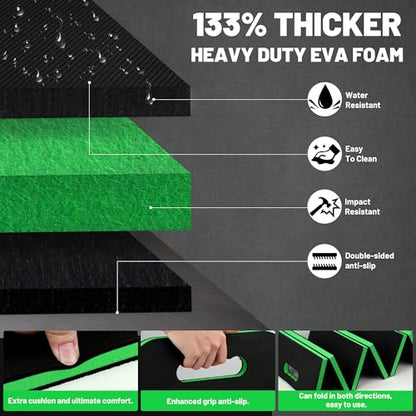 Foldable Mechanic Mat Kneeling Pad, 0.9" Extra Thick EVA Foam,Green - color: Green & Black