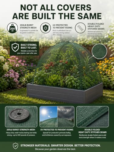 NuVue Products 25202 Pop-Up Garden Netting Animal and Bug Guard Covers with Ground Spikes, Mesh Plant Cover Tents for Pest and Animal Control, Pack of 2,Green, 28" x 28" x 30" - color: Green, size: 28" x 28" x 30"