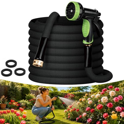 Garden Hose, 100 FT Non-Expandable Flexible Hose with Male/Female Fittings - size: 100FT
