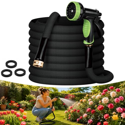 Garden Hose, 75 FT Non-Expandable Flexible Hose with Male/Female Fittings - size: 75FT