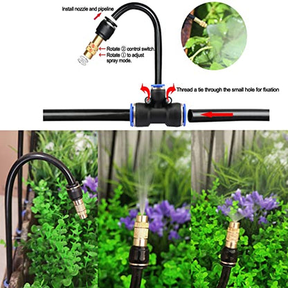 100FT Drip Irrigation System, Tool-Free Quick Connectors - size: 98FT
