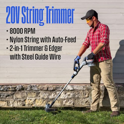 Westinghouse 20V Cordless Leaf Blower, 350 CFM, 110 MPH + 2-in-1 Cordless String Trimmer and Edger, 12 Inch Cutting Path with 4.0Ah Battery and Charger - style: Leaf Blower/String Trimmer Kit
