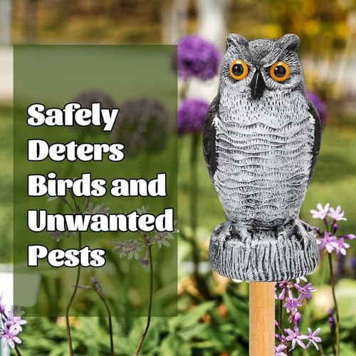 Owl Decoys for Bird Deterrent - Weatherproof Bird Repellent Devices for Outdoor Use - Plastic Owls to Scare Birds Away and Control Garden Pests