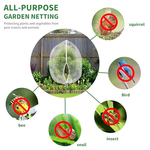 afzdby Large Garden Mesh Netting with Zipper and Drawstring,Plants Cover Protection from Anti Birds,Bugs,Cicadas,and Insects-Pest Barrier Bag for Blueberry Bushes,Tomatoes,Citrus,Fruit Tree - size: 7.87 × 7.87 FT
