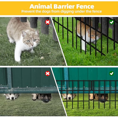 ULIOK 46 Panels Animal Barrier Fence, Garden Fence Animal Barrier, No Dig Fencing, 65.2ft(L) x 13in(H) Dog Fencing Rabbit Fences, 1.5in Spike Spacing Rustproof Metal Fences Border for Outdoor Yard - size: 46 Panels-65.2ft(L)x13in(H)