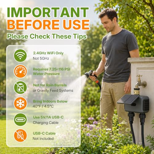 Mcbazel Solar WiFi Water Timer for Garden Hose, 2 Zone Sprinkler Controller