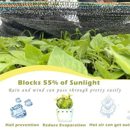 55% Shade Cloth for Garden, Black Shade Net 6.5X8 FT - size: 6.5X8 FT