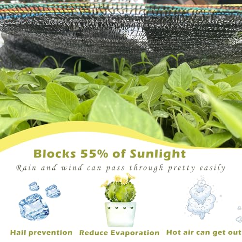 55% Shade Cloth for Garden, Black Shade Net 6.5X13 FT - size: 6.5X13 FT
