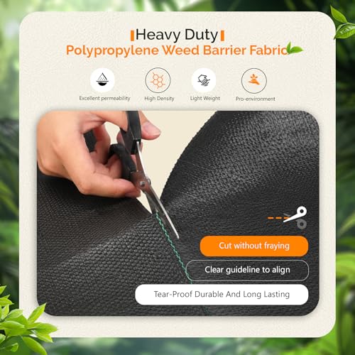 VINGLI 6.5x300FT Weed Barrier Landscape Fabric, 3.2oz Premium Heavy Duty Weed Blocker Fabric, Garden Cloth Weed Control Mat, Geotextile Fabric, Ground Cover for Gardening, Driveway & Landscaping - size: 6.5x300FT