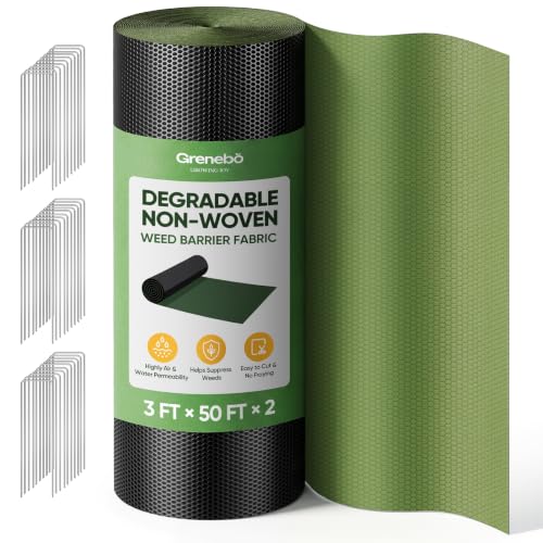 Grenebo 3FT x 100FT Non-Woven Weed Barrier Landscape Fabric - size: 3FT x 100FT