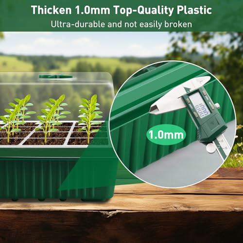 YAUNGEL XL Seed Starter Tray, 160 Cells, 4-Pack with Humidity Domes, Green - color: Green