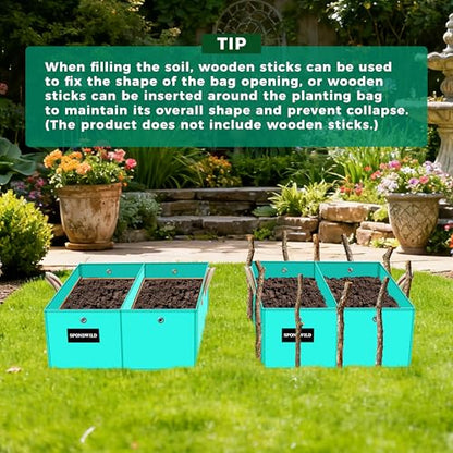 2 Pack 6 Gallon Divided Flexible Rectangular Grow Bags, Outdoor - size: 6 Gallon