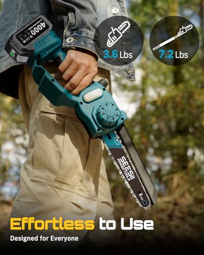 SEESII 2-in-1 Cordless 8 Inch Pole Saw & Mini Chainsaw, 2×4.0Ah Batteries - color: Deep Blue