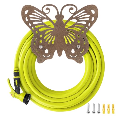 Garden Hose Holder Wall Mount –Stainless Steel Heavy Duty Wall-Mounted Decorative Hose Hanger with Butterfly Design, Rustproof Water Hose Rack, Patio (Bronze)