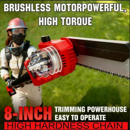 4-in-1 Electric Pole Saw&Pruning Shear Combo, 8" Pole Saw for Tree Trimming