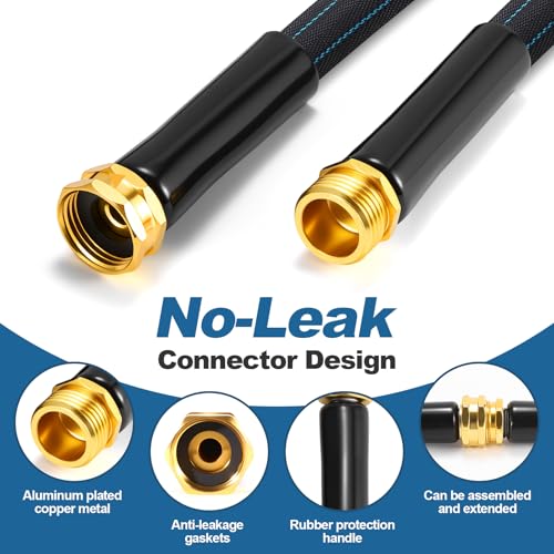 CXEZSIK Garden Hose 50FT Lightweight Non-Expanding Leak-Proof No-Knot Black - color: Black Blue, size: 50FT