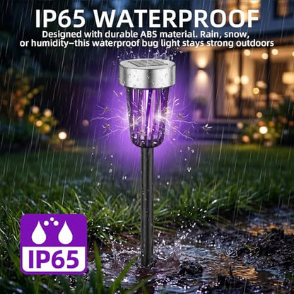 Solar Bug Zapper Outdoor Waterproof Mosquito Repellent Outdoor Patio Mosquito Trap Killer for Garden, Backyard, Farm, 2026 Solar Powered Fly Zapper for Small Flying Insect, Moths, Gnats, Flies(4Pack)