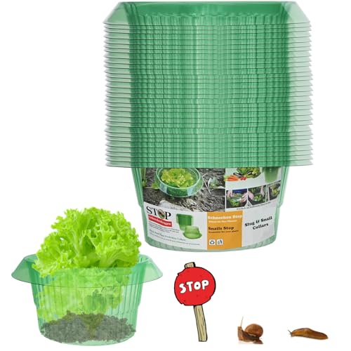 Fshow Slug & Snail Collars,30pcs Snail Garden Cloches,Snail Collar Protects Plants to Get Better. - color: green 30pcs