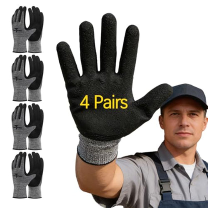 4 Pairs garden gloves work gloves with grip working gloves,Breathable latex dipped gloves,Suitable for garden weeding, construction, outdoor, warehouse handling, etc. - size: Large