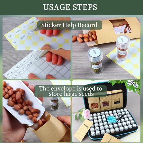120 Slots Seed Storage Organizer with 25 Envelopes Portable Sturdy Seeds Container Box Airtight Garden Seed Saver Saving Kit (medium-120 Slots) - size: medium-120 Slots