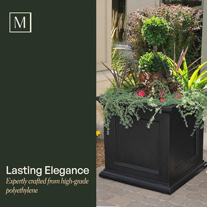 Mayne Fairfield 28in Square Planter, Black - color: Black, size: 28in