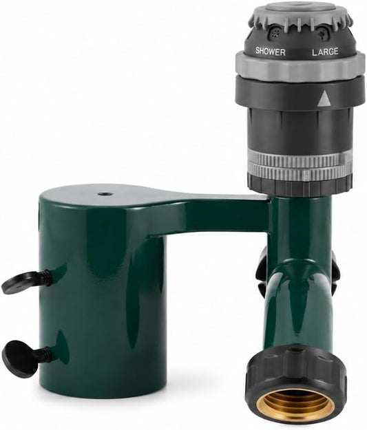 Orbit H2O-Six Gear-Drive Sprinkler on Metal T-Post Fence - style: 2026 New T-Post