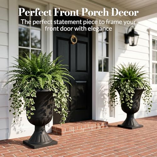 Worth 22'' Tall Urn Planters for Outdoor Plants Set of 2, Large Flower Pots - color: Black