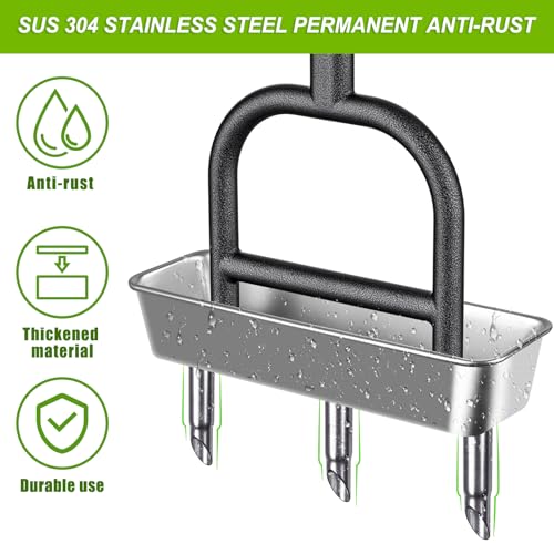Dolibest Lawn Coring Aerator, Manual Grass Aerating Tool with Stainless Steel Soil Core Storage Tray, 3 Stainless Steel Corer Plug Aerator Tool, Garden Tool & Clean Hand Tool, Improve Lawn Health - color: A: 3 Plugs Coring Aerator with Storage Tray