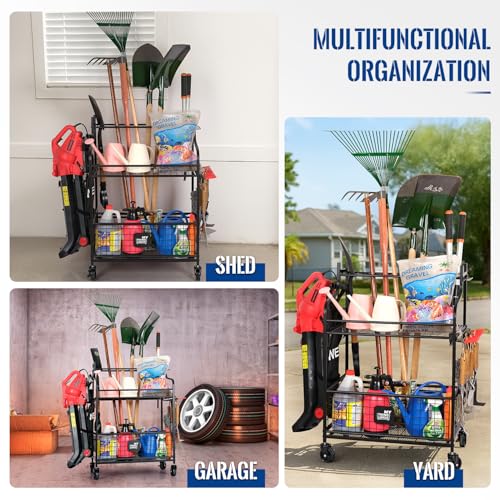 Mythinglogic Rolling Garden Tool Organizer for Garage, Yard and Lawn Tools - size: Deluxe Tower